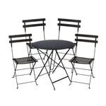 Fermob - Bistro matgrupp bord 77cm & 4 metall stolar liquorice - Matgrupper utomhus