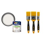 Dulux Quick Dry Gloss Paint For Wood And Metal - Pure Brilliant White 750 ml & Coral 31416 Zero Paint Brushes with No Loss of Bristle Paintbrush Heads 3 Piece Pack Set, Yellow, Set of 3