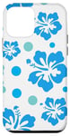Coque pour iPhone 12 mini Fleur d'hibiscus style floral d'été blanc et bleu