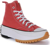 Converse A05136C Run Star Hike Platform Lace Up Red White Womens UK 5 - 7
