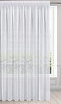 Eurofirany ARGEA Rideau Voilage à Galon Fronceur - 1 pièce. Semi-Transparent Rideau, Draperies, Décorations d'intérieur de Fenêtre de Salon, Chambre, Cuisine, 350x250 cm, Blanc
