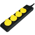 Adnauto - Multiprise noire et jaune avec rallonge 1.4m - parafoudre - 4 prises schuko 230VAC 10A - Noir