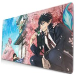 Blue Exorcist Japanese Anime Style Large Gaming Mouse Pad Desk Mat Long Non-Slip Rubber Stitched Edges Mice Pads 15.8x29.5 in
