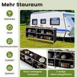 Campingskåp hopfällbart bärbart campingkök med 2 våningshyllor 206 x 38 x 83 cm svart