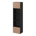 Armoire penderie 2 portes battantes effet chêne chaud et noir GoodHome Atomia H. 187 x L. 50 x P. 35 cm