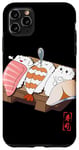 Coque pour iPhone 11 Pro Max Sushi Nigiri drôle sur assiette en bois