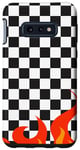 Galaxy S10e Black and White Checkered Checkerboard Pattern with Flam Case