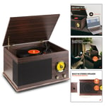 Retro Record Player with Speakers, Bluetooth Radio, USB Vinyl to MP3, Wood RP173