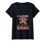 Womens I Love Pizza and Hiking, Hiking and Pizza Great Combination V-Neck T-Shirt