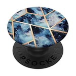 PopSockets Blue-Marble-Effect - Geometric-Gold-Effect - Marbled-Design PopSockets Grip and Stand for Phones and Tablets