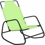 Helloshop26 - Transat chaise longue bain de soleil lit de jardin terrasse meuble d'extérieur à bascule vert acier et textilène