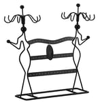 Songmics Jewelery Organizer, smyckenhållare, för halsband, örhängen, ringar, tillbehörsställ, smyckestativ, Black JDS78B