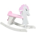 Kids Wooden Ride On Toy, Rocking Horse Pink Pinewood MDF 46.5H x 68L x 27Wcm