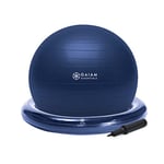 Gaiam Essentials Balle d'équilibre et kit de base, chaise de yoga de 65 cm, ballon d'exercice avec anneau de base gonflable pour la maison ou le bureau, pompe à air incluse – Bleu marine