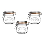 Kilner Set of 3 Clip Top Round Jars|0.5 Litre Capacity|High Quality Orange Seal and Stainless Steel Clip Fastening|Perfect for Storage & Preserving Set of 3 0.5L 0025.054