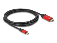 Delock - Adapterkabel - 24 pin USB-C hann til HDMI hann - 3 m - sort / rød - 8 K 60 Hz (7680 x 4320) støtte, Støtte for DP Alt-modus, HDR10 support