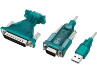 LogiLink USB 2.0-kabel, USB-A/M till DB9/M + DB25/M (RS232), Win 11, 1,3 m
