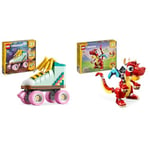 LEGO Creator 3in1 Retro Roller Skate to Mini Skateboard Toy to Boom Box Radio & Creator 3in1 Red Dragon Toy to Fish Figure to Phoenix Bird Model, Animal Figures Set