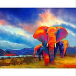 LWEEHNF Digital Painting Toolkit Set Children Adult Beginners DIY Acrylic Painting-Color Elephant 16X20 inch-Frameless（LWE317）
