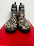 HUGO BOSS Welly Boots Brown & Black Leopard Print Size 36 / UK 3 / US 6