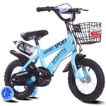 LYN Kids Bike, Kids Bike,Childrens Scooter Bikes,In Size 12'', 14'', 16'', 18'' Carbon Steel Frame,for 3-10 Years old with Training Wheels & Hand Brakes (Color : Blue, Size : 14'')