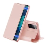 DUX DUCIS for Samsung S20 FE Case, Premium Flip Leather Magnetic Case with Card Holder for Samsung Galaxy S20 FE Cover (Pink)