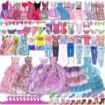 50-pack Barbie dockkläder, skor, smycken, kläder, tillbehör, klädspel för 30 cm docka