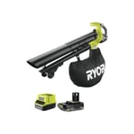 Pack RYOBI Souffleur Aspiro-Broyeur OBV18 - 18V One+ Brushless - 1 Batterie 2.0Ah - 1 Chargeur rapide