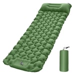Camping uppblåsbart liggunderlag med kudde 196 x 68 9cm - Grön
