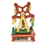 Christmas Music Box Wooden Clockwork Type Ferris Wheel Figurines Red,yellow