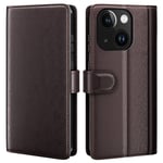 iPhone 15 Plus Plånboksfodral i Äkta Läder, Brun