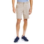 Nautica Men's Classic Fit Flat Front Stretch Solid Chino 8.5" Deck Shorts Casual, True Khaki, 42