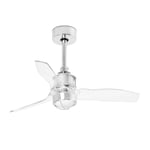 Just LED Chrome Transparent Ceiling Fan 81cm 3000K