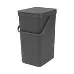 Brabantia Sort & Go Kitchen Waste/Recycling Bin – 16 Litre – Grey