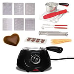 Total Chef Chocolate Melting Pot Fondue Set 8.8 oz (250 g) Electric Melter for Chocolate Melts DIY Candy Maker with 32-Piece Accessory Kit for Sleepover Birthday Party Romantic Dinner, Black