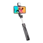 SBS Universal Selfie Stick m. Innebygd LED &amp; Tripod - Maks Mobil: 60 - 90mm - Svart