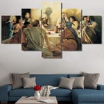 WENXIUF 5 Panel Wall Art Pictures The twelve disciples,Prints On Canvas 100x55cm Wooden Frame Ready To Hang The Animal Photo For Home Modern Decoration Wall Pictures Living Room Print Decor