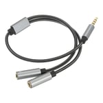 Headset Splitter Cable 3.5mm Male to 2 Dual TRS Female Headphone