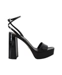Prada WoMens Black Patent Sandals Ankle Strap Heels Leather - Size EU 35