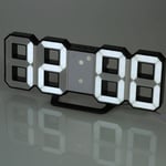 Groofoo - Horloge murale numérique à led, luminosité réglable, lumière blanche, lumière blanche en coquille noire, réveil en coquille noire grande