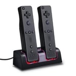 Noir Charge Support de Charge Station 2 Port +2 BATTERIE battery 2800mAh Pour Nintendo Wii WIIMOTE MANETTE REMOTE Telecommande