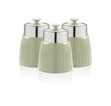 Swan SWKA1024GN Retro Set of 3 Canisters, 1 Litre, Green