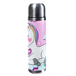 TIZORAX Cute Unicorn On Clouds 500ml Travel Mug Coffee Cups Water Bottle Vacuum Leather Insulating Cup 304 Stainless Steel