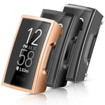 3-Pack Case Compatible with Charge 3 and Charge 4 Soft TPU All-Around Cover Anti-Scratch Screen Protector Bumper for Charge 3 Special Edition Smartwatch (02 Rose gold,Black,Clear)