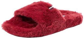 Tommy Hilfiger Women Fur Home Slippers Slides Plush, Red (Rouge), 4.5 UK