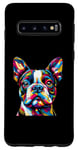 Coque pour Galaxy S10 Boston Terrier coloré Pop Art amusant Boston Terrier