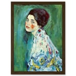 Gustav Klimt Portrait Of A Lady Japonism Green Home Painting A4 Artwork Framed Wall Art Print