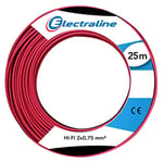 Electraline 60137008D Couronne de Câble Hi-FI 2X0,75 25M, Rouge/Noir