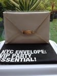 Carolina Herrera 212 Vip Cream & Gold Envelop Purse / Clutch Bag + Dust Sac