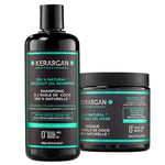 Kerargan - Duo Hydratant Shampoing & Masque à l’Huile de Coco pour Cheveux Déshydratés et Abîmés - Nourrit & Revitalise - Sans Sulfate, GMO, Silicone, Huile Minérale - 2x500ml